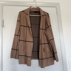 Tan Windowpane Cardigan